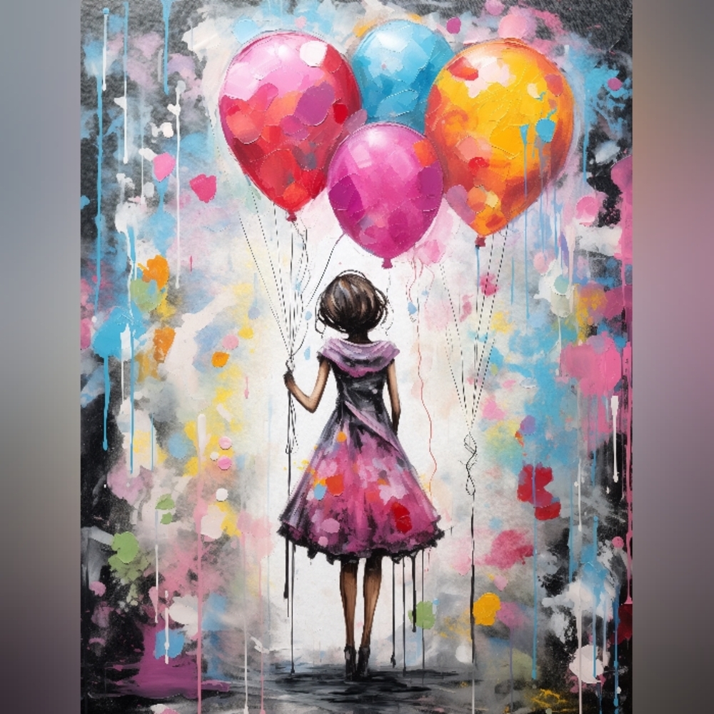 Beautiful Colorful Girl With Ballons